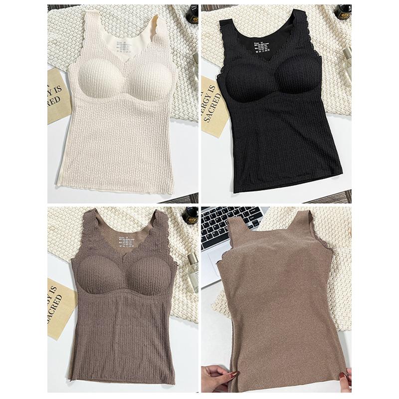 Warme Unterwäsche Damen Gepolstert Verdickend Basistop Slim Nahtlose Unterwäsche Herbst und Winter