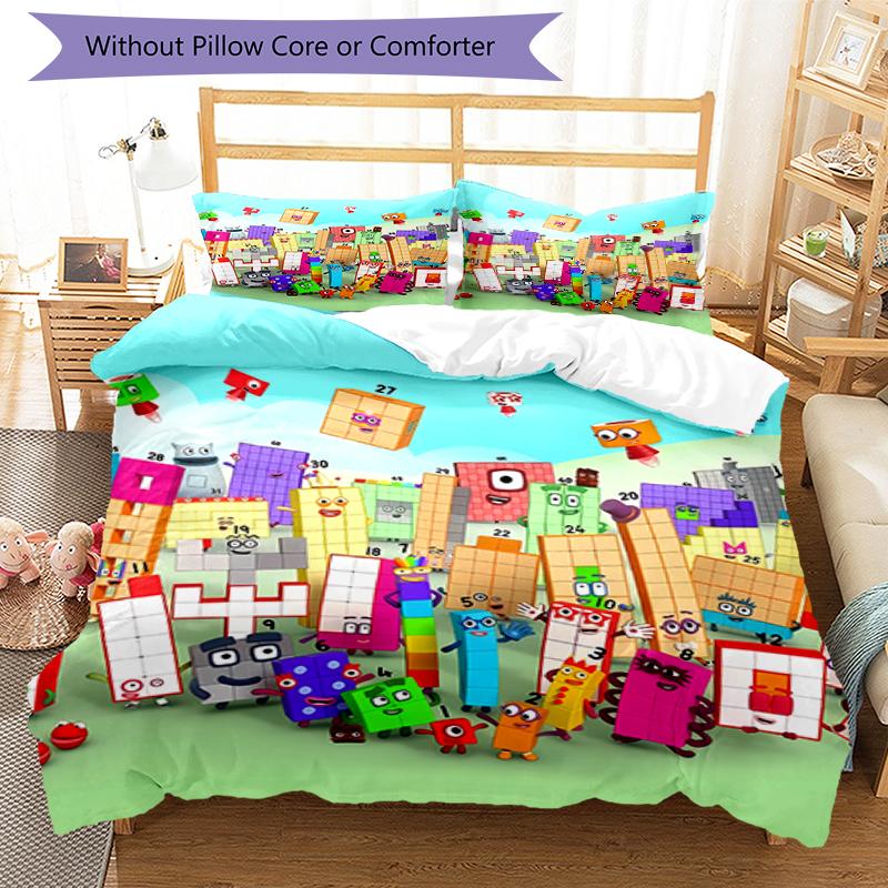 3-teiliges Numberblocks2-Muster Bettwäscheset Bettbezugset enthält Bettbezug & Kissenbezüge, perfekte Ganzjahres-Schlafzimmerdekoration & Geschenk