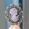Fashion Cameo Brooch Beauty Head Corsage, Alloy Rhinestone Corsage Clothing, Pin Accessories Women