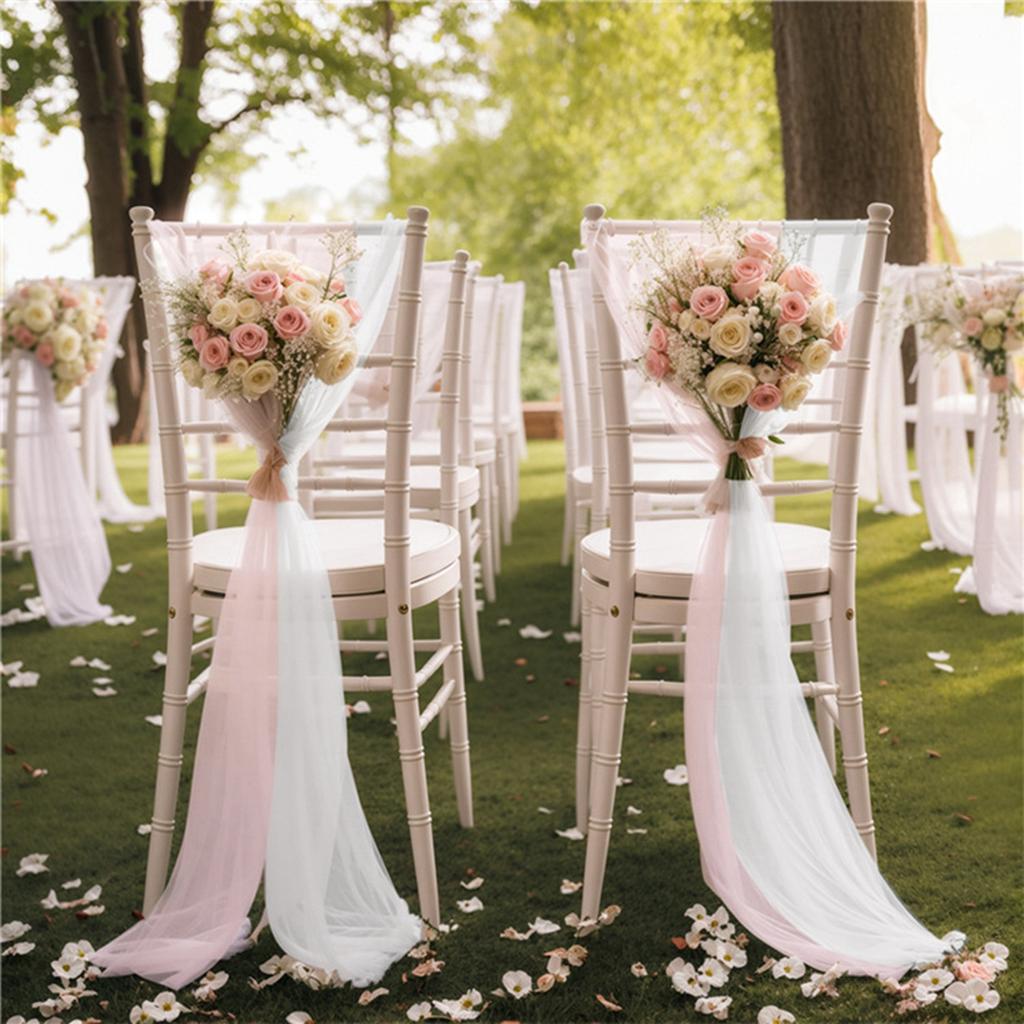 Chiffon Chair Sash Wedding Party Supplies Wedding Aisle Decorations Party Banquet Event Baby Shower Chair Decor Party Decoration