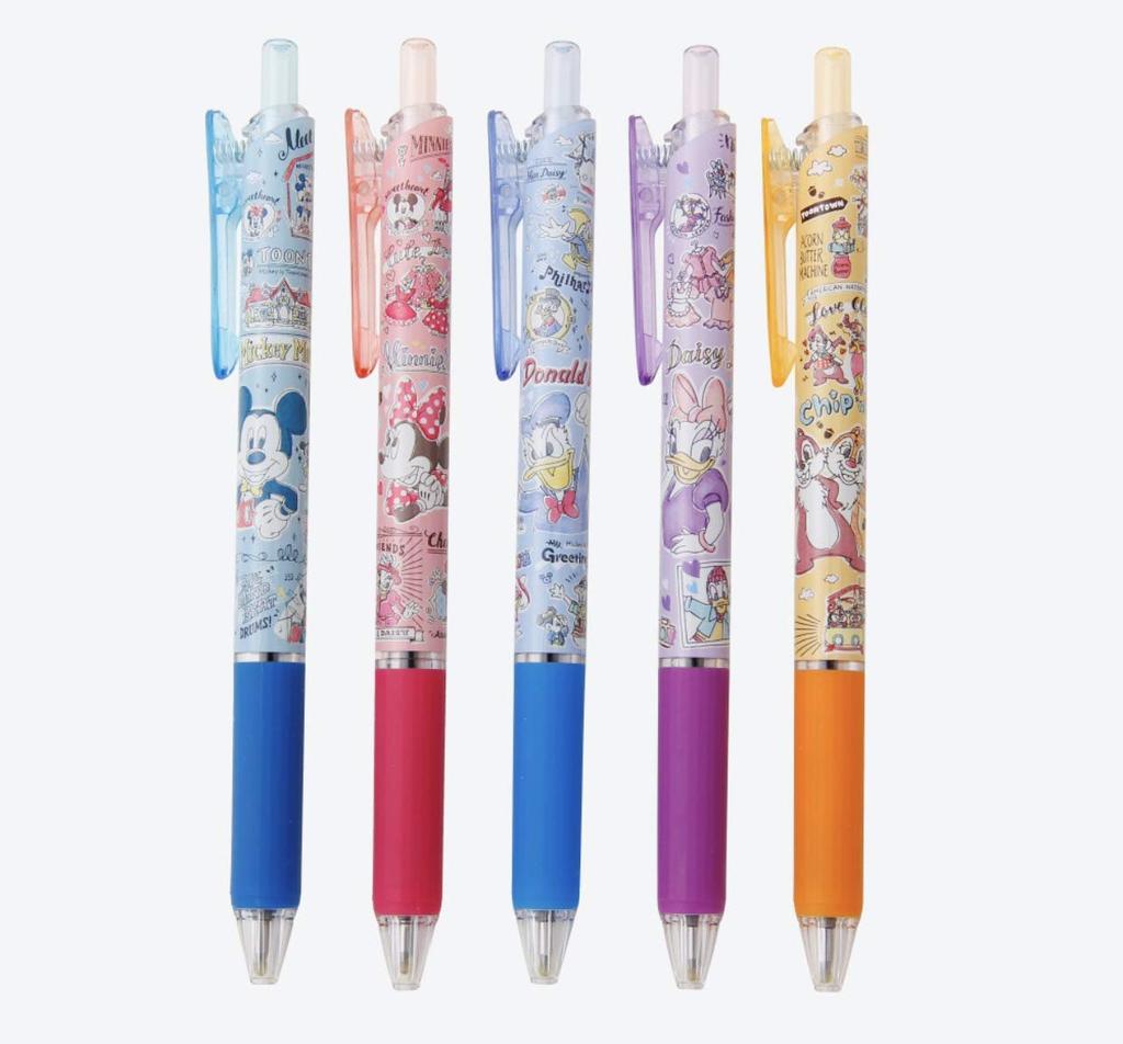 Disney Ballpoint Pen Set of featuring Chip and and more Resort includes five black ballpoint ink 5, Mickey, Minnie, Donald, Daisy, Dale, (Disney