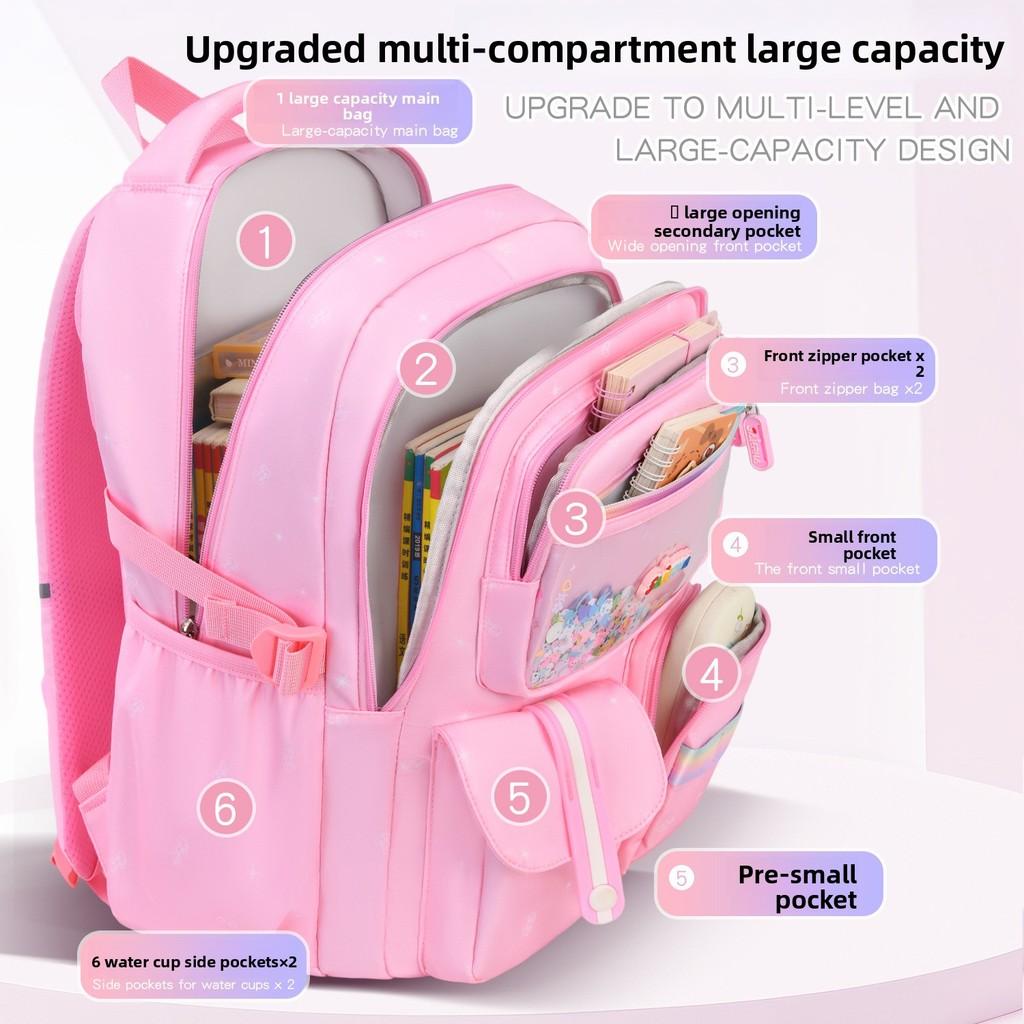 Girl School Backpack With Multiple Pockets And Lightweight Oxford Fabric For Elementary Students