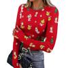 Women's Slim Fit Base Layer Long Sleeve Crewneck Pullover T-Shirt with Thumb Holes, Christmas Graphic Print Top