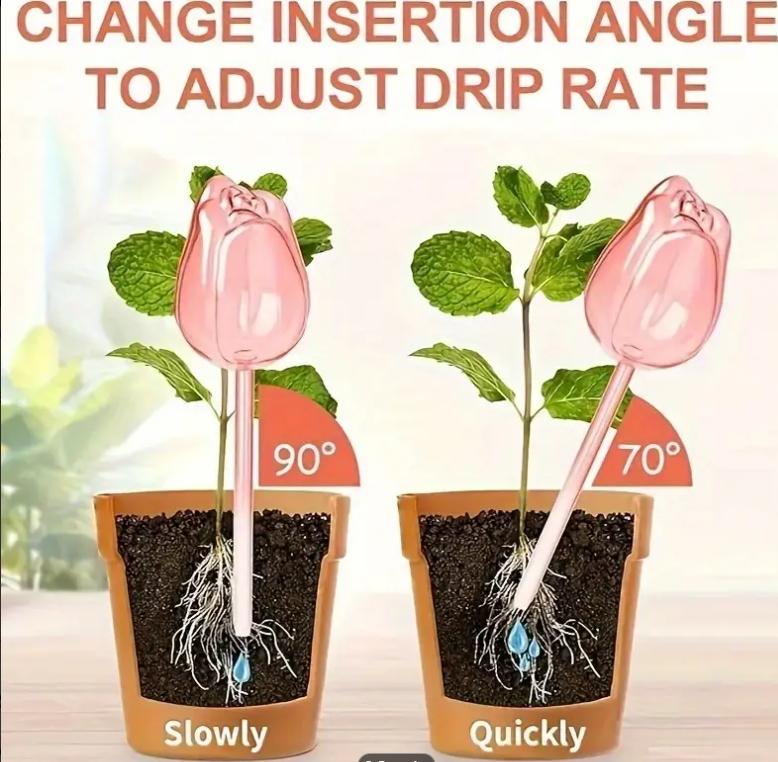 1/2/4pcs Pink Tulip Plant Watering Balls Suitable for Indoor and Outdoor Plants Automatic Plant Drippers Automatic Watering