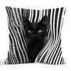 Cute Black Cat Pillowcase, Minimalist Cartoon Kitten Cushion Cover, Yellow Background Home Decor, Soft Throw Pillow for Bedroom