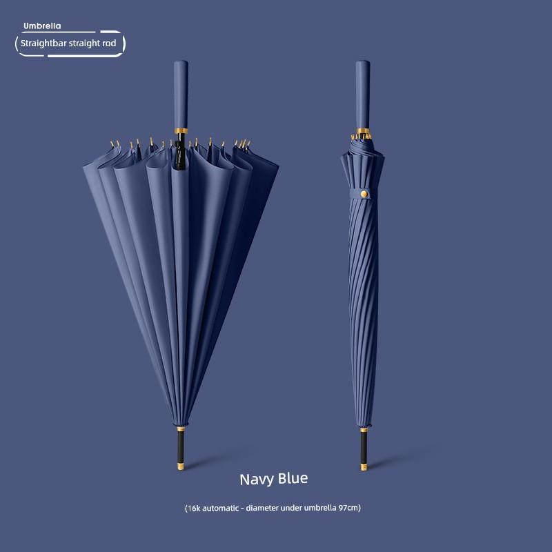 24-Rib Automatic Umbrella, Large Business Straight Umbrella, Double-Handle Factory-Printed Logo Advertising Long-Handle Umbrella