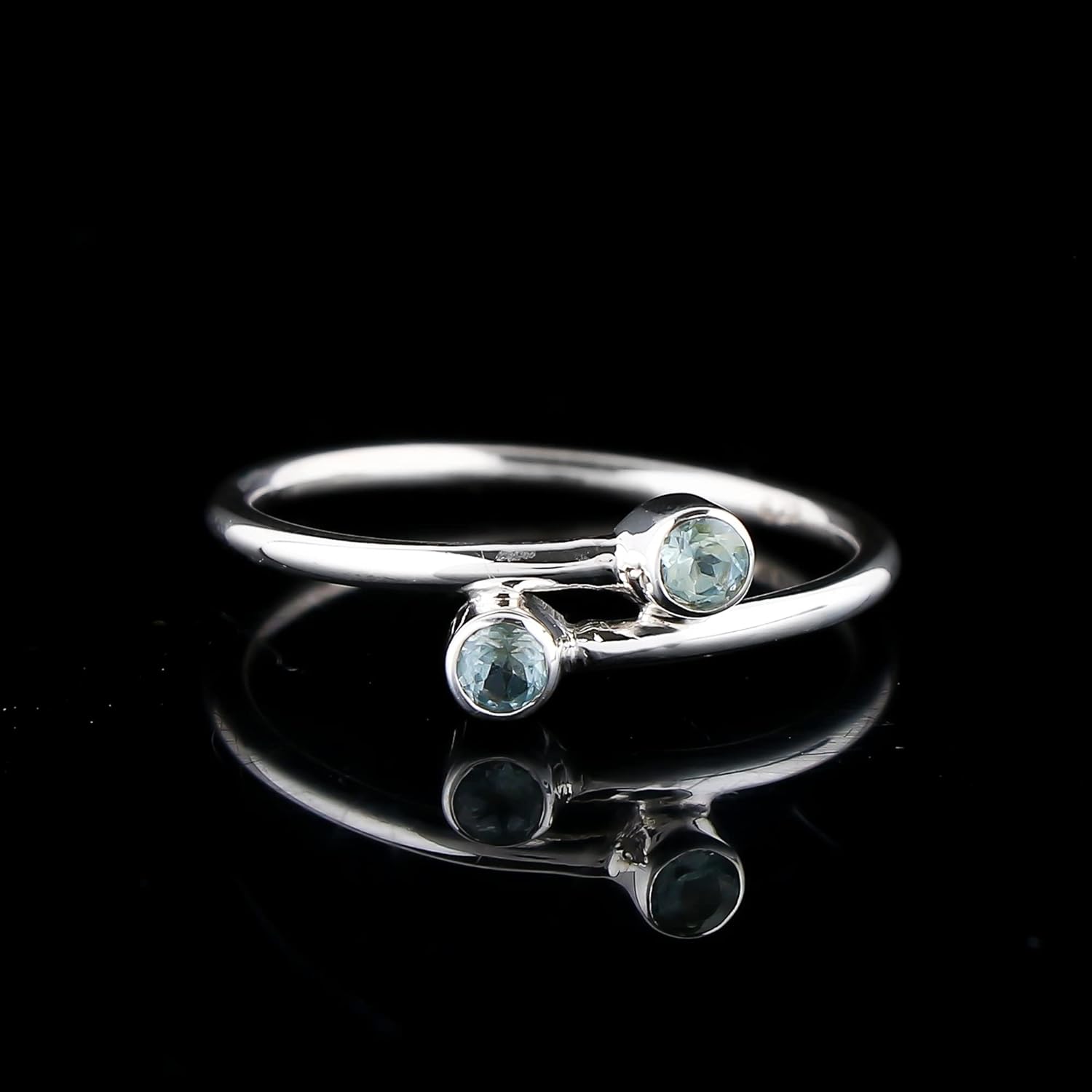 

Кольцо из чистого серебра 925 пробы с голубым топазом, женское кольцо, подарок для нее, дизайнерское кольцо, составное кольцо 10