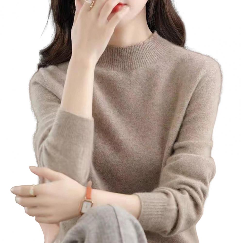 

Жіночий в язаний светр з віскози М який еластичний жіночий светр з довгим рукавом і середнім коміром Пуловер В язаний топ для щоденного носіння Легкий M світло-коричневий колір