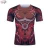 Mens Slim Fit Short Sleeve T-Shirt With 3D Print Quick-Dry Athletic Top Running Casual Sport