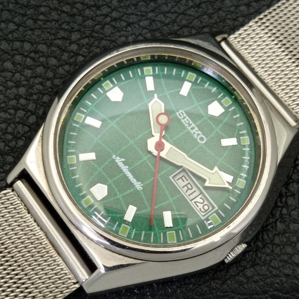 VINTAGE SEIKO AUTOMATIC 6309A JAPAN MENS GREEN COLOR DIAL WATCH a700501-5 R203-a700501
