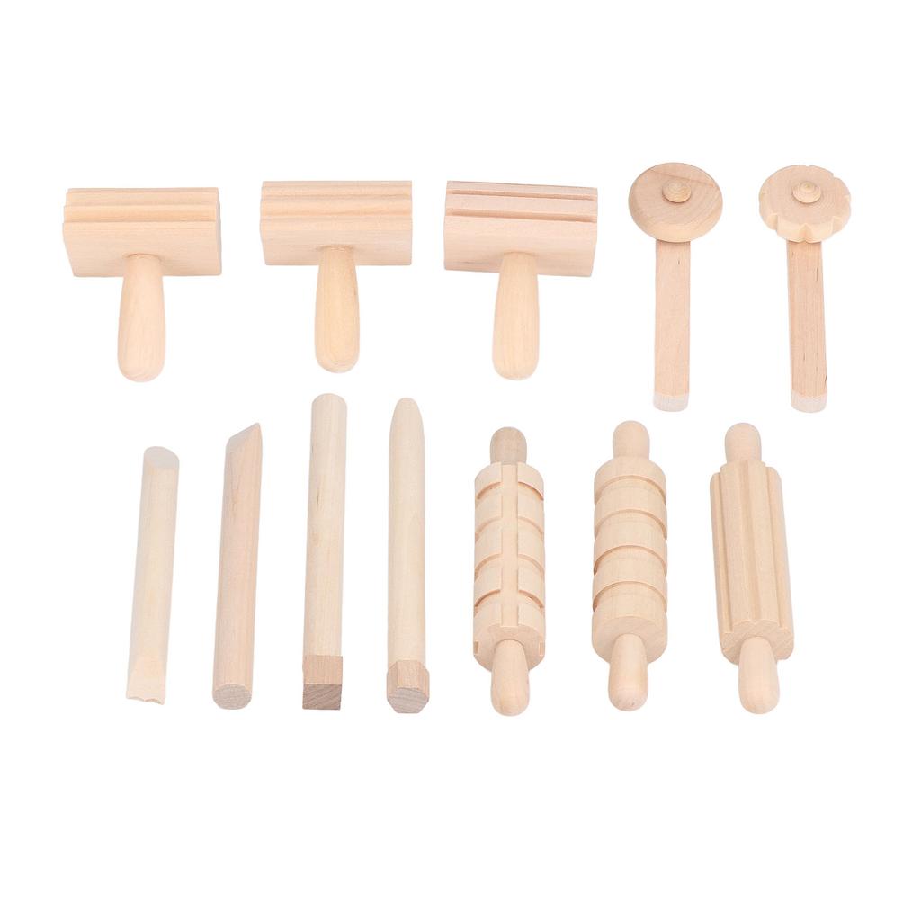 12PCS Kids Rolling Pin Toy Safe Eco Friendly Pressed Clay Toys DIY Hand Crafted Rolling Pin Set for