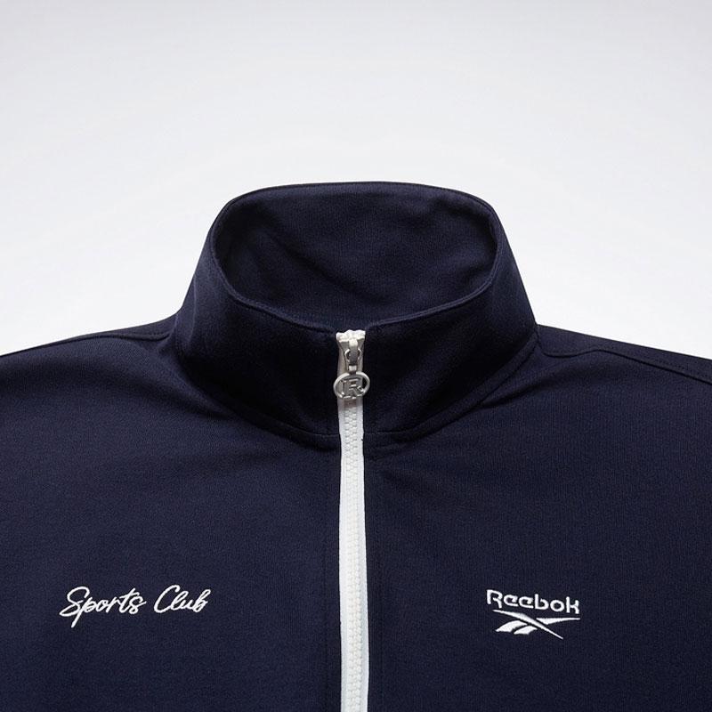 Reebok Alphabet-Print Sportlich Lässig Strick-Sweatshirt mit halbem Reißverschluss Damen Tops Marineblau 24SRC304WGN2