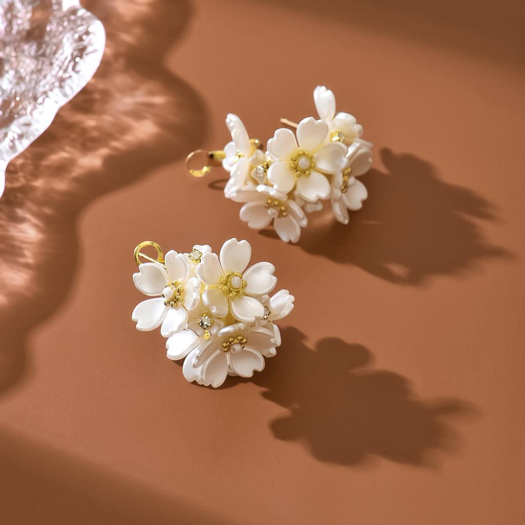 Επίχρυσα 14Κ Αληθινός Χρυσός, Γεωμετρικά Σκουλαρίκια Λουλούδι με Ζιργκόν, Καρφάκια Ρετρό Temperament, Σκουλαρίκια Μόδας Υψηλής Ποιότητας.