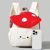 Women's Kawaii Plush Mushroom Backpack Cute Tote Bag with Adjustable Straps Zipper Closure Corduroy Red/White Student Backpacks