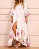 European and American Popular, Printed Splicing Split Sleeve Ruffle Edge Long Shirt Dress