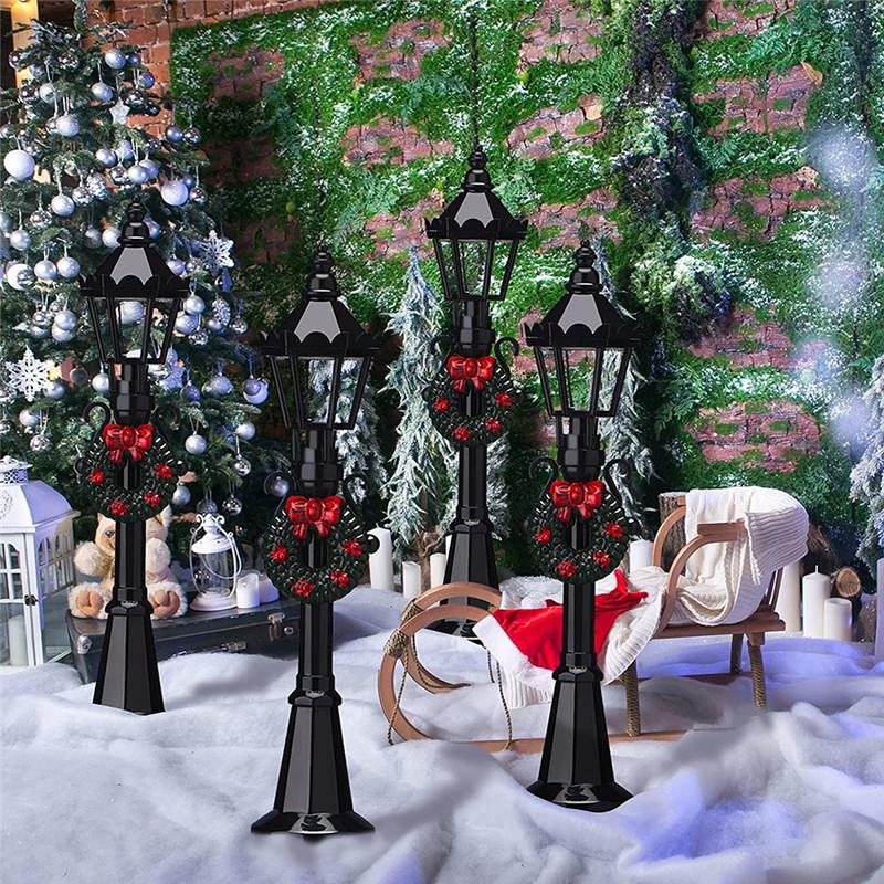 4PCS Small Christmas Mini Street Lamp Desktop Ornaments Miniature Figurines Christmas Figurines Decorations Dollhouse Accessories