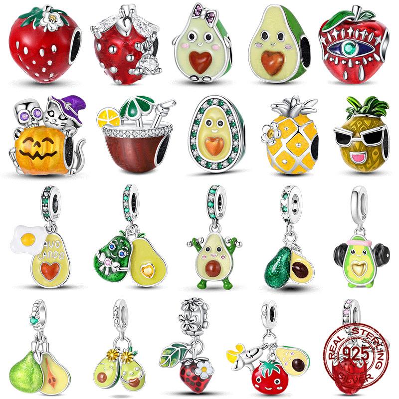 Authentic 100 Copper Avocado Cherry Beaded Strawberry Charm Bead Charms Compatible With Authentic Do It Yourself Bracelets Jewellery Making Womens G