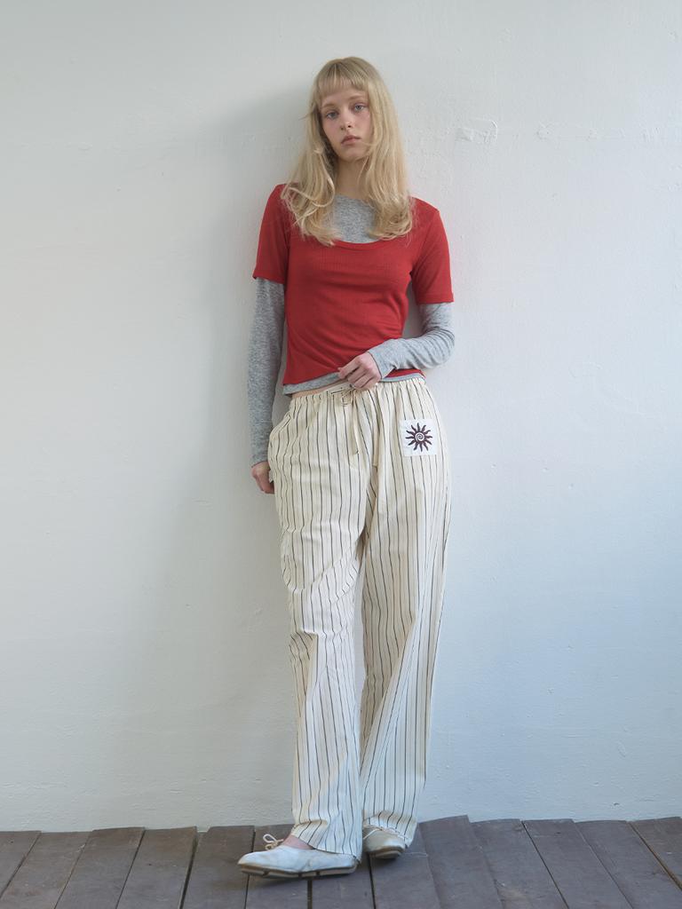 KIJUN Layered Jersey Top Red