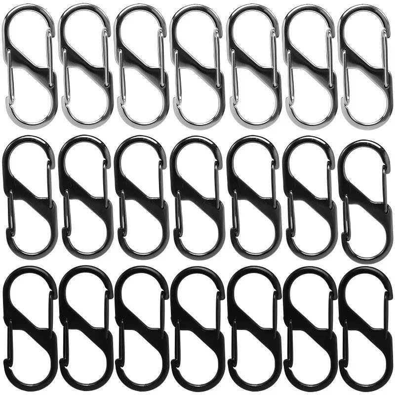10Pcs S-Type Zinc Alloy Carabiner with Lock Mini Keychain Hook Anti-Theft Outdoor Camping Backpack Buckle Key-Lock Accessories.