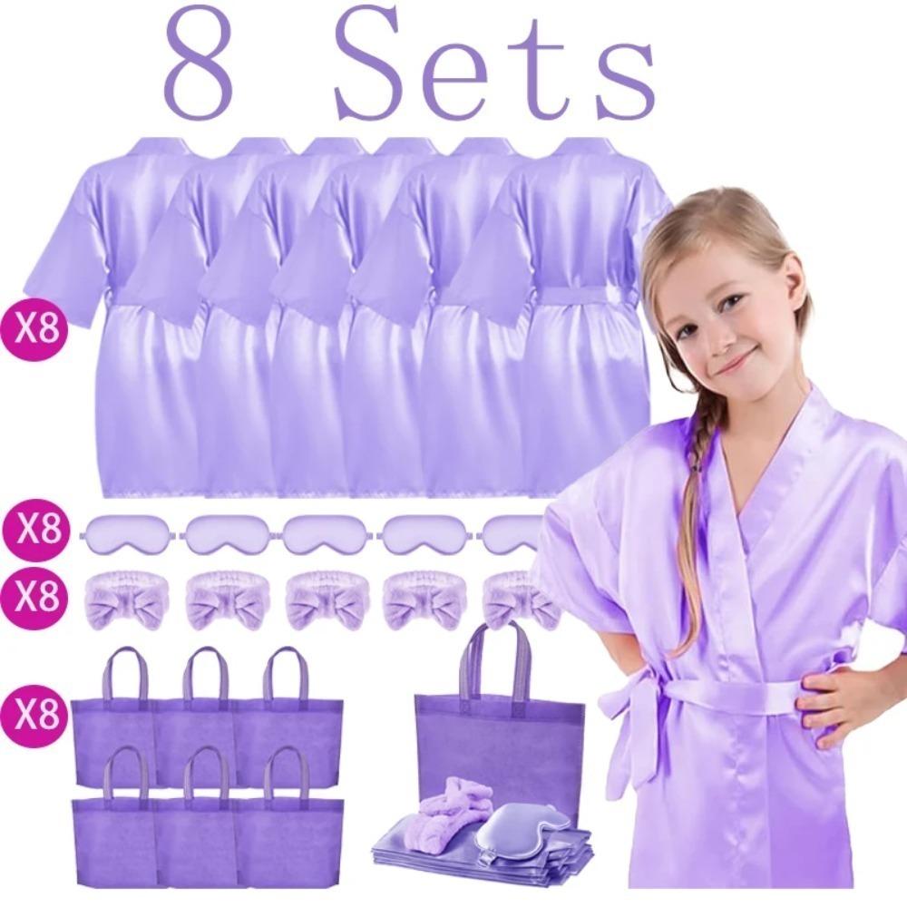 6/10/12 Sets Spa-Party-Bademäntel für Mädchen Kimono-Mädchen Bademantel-Kleider Kinder-Geburtstagsparty-Zubehör Gastgeschenke Übernachtung Schlafanzug Party