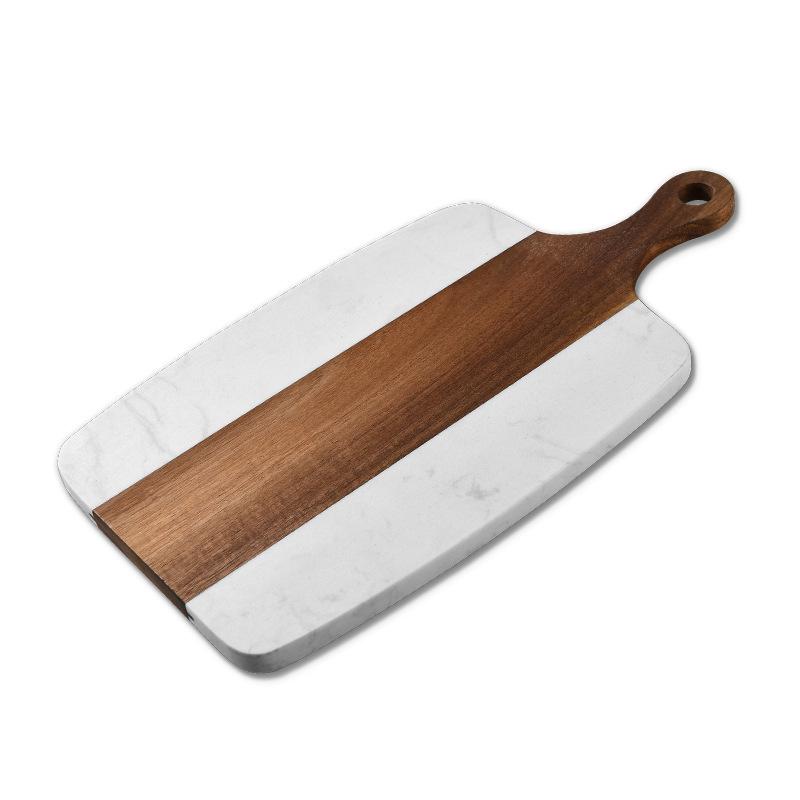 Two-Tone Marble & Acacia Wood Cutting Board for Vegetables, Cheese, and Kitchen Use