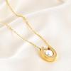 Retro U-Shaped Horseshoe Pearl Pendant Necklace