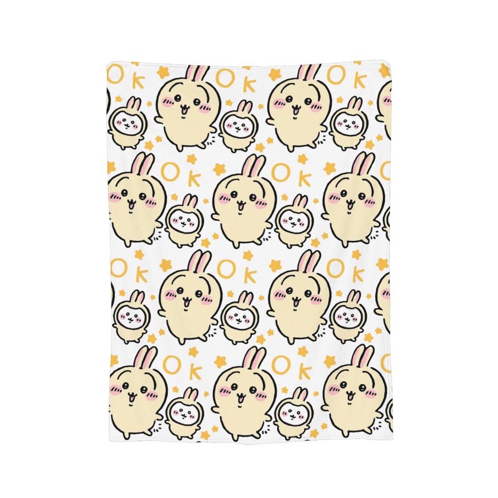 Chiikawas Yellow OK Blanket Velvet Autumn/Winter Multifunction Warm Throw Blankets for Sofa Outdoor Bedding Throws