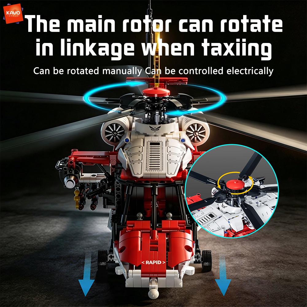 1528PCS High Simulation Coast Rescue Helicopter Building Bricks DIY Puzzle Aircraft Model Birthday Gifts for Children