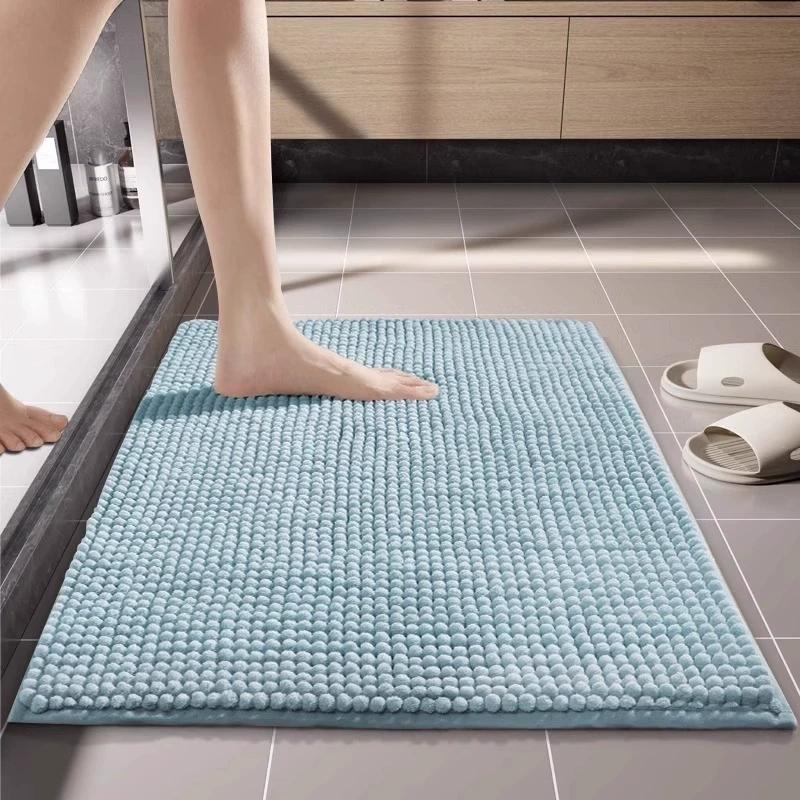 Chenille Bath Mat Super Soft Absorbent  Extra Dense Non-Slip Bathroom Rug Doormat
