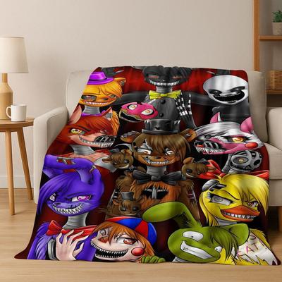 3D Game F-FNAF Freddy Cartoon Flannel Blanket for Bed Bedroom Room Living Room,Soft Warm Throw Blanket Camping Picnic Gift Kids