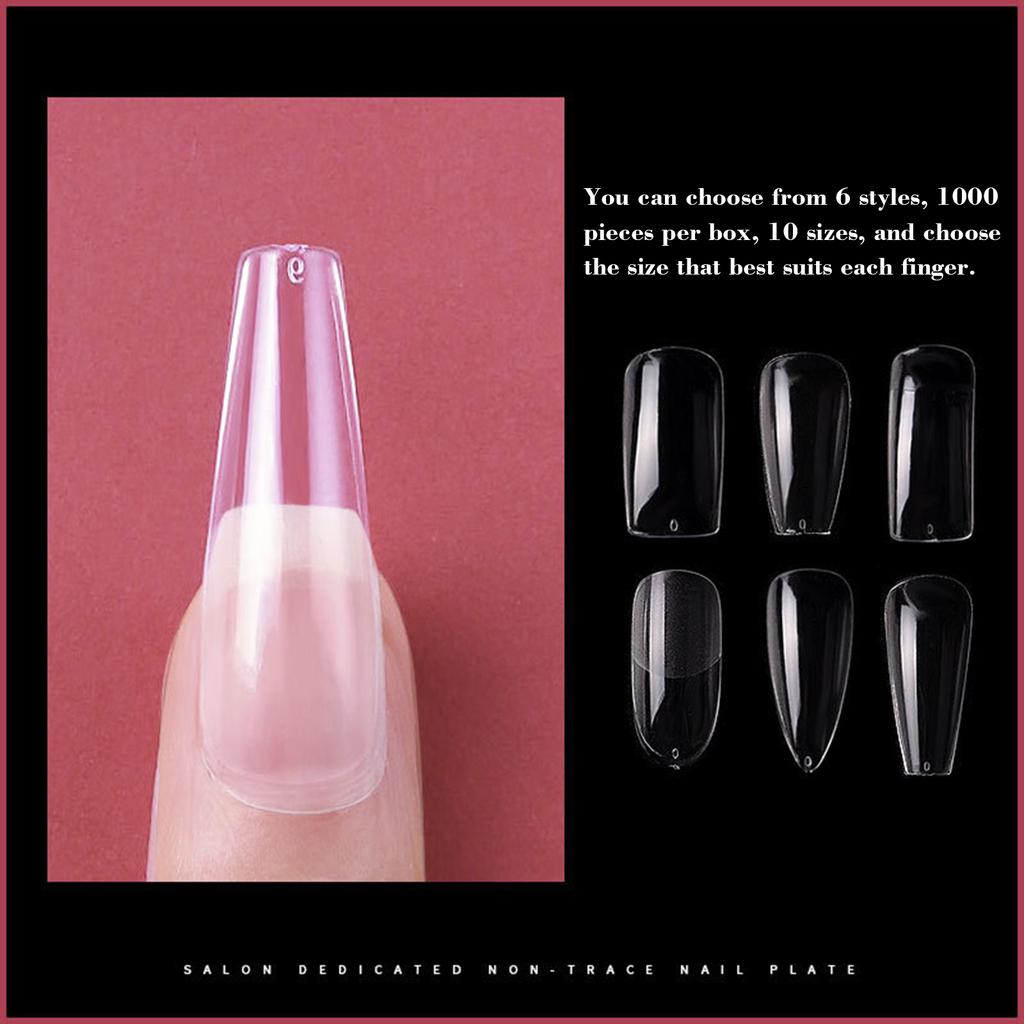 100PCS Fake Nails Tips Clear Acrylic Nail Tips Full Cover Half Cover False Nail Artificial Nails