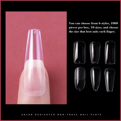 100PCS Fake Nails Tips Clear Acrylic Nail Tips Full Cover Half Cover False Nail Artificial Nails