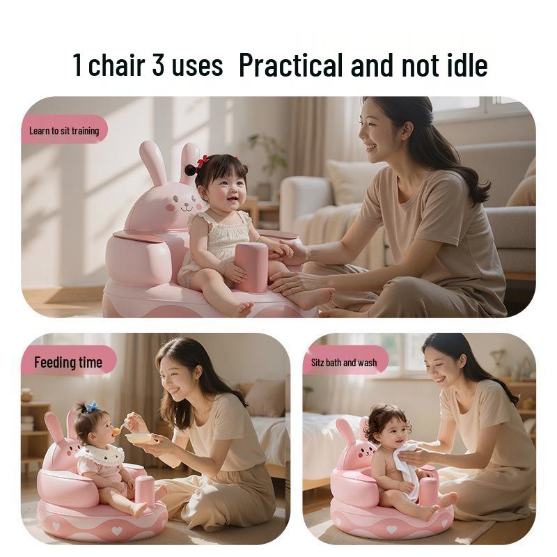 Cartoon Baby Inflatable Sofa: Portable, Anti-Fall, PVC Learning Seat