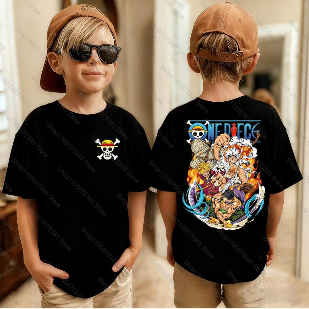 One Piece Japanese Anime Printed Mens TShirt Roronoa Zoro Boy Childrens Harajuku Short Sleeve Kids Luffy Tshirt Clothing