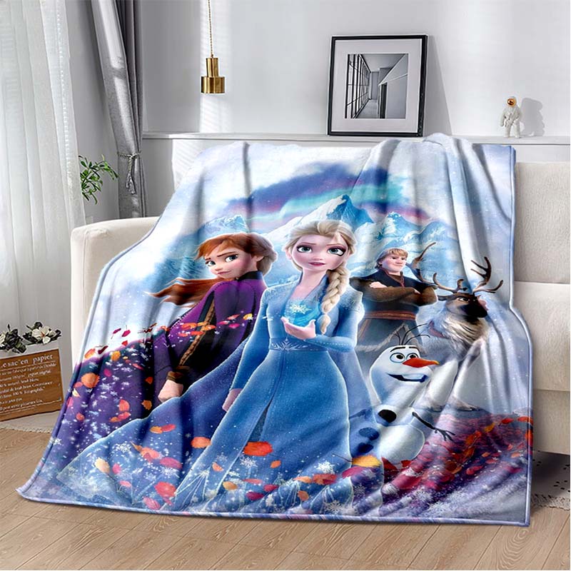 Çizgi Film Frozen Baskılı Anime Polar Peluş Battaniye Yetişkinler ve Çocuklar için Yumuşak Sıcak Battaniye Yatak Odası Kanepe Hediye