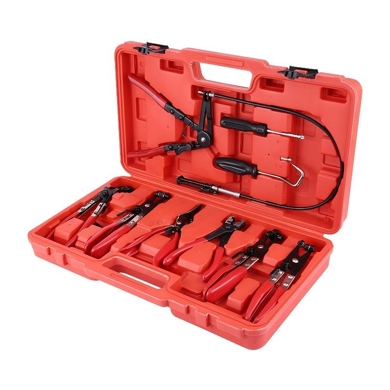 9PCS Long Handle Hose Clamp Pliers Set Fuel Pipe Spring Clamp Removal Tool Kit for Auto Repair Oil Water Hose Replacement
