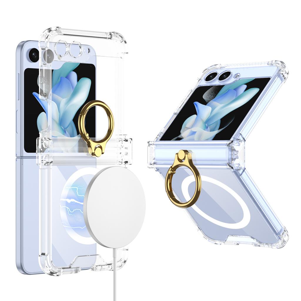 Suitable for Samsung Flip5 Mobile Phone Case Folding Screen Full Inclusive Airbag Wireless Charging Flip5 Shaft Ring Protection Case