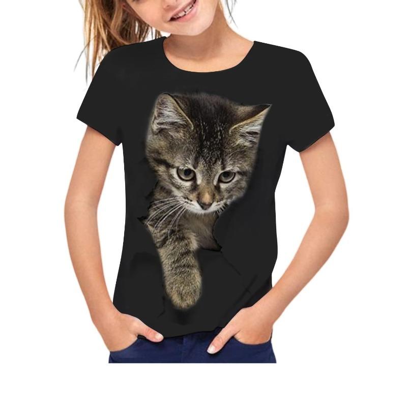 Kids T-shirt 3d Print Summer Children's Cute Animal 3D Printed Simple and Casual Round Neck Short Sleeved T-shirt
