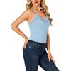 Canottiere Estive da Donna in Pizzo Scollo a V Eleganti con Spallino Sottile Blusa Vestibilità Aderente Monocolore Semplice Dolce Casual Senza Schiena Moda Camicie Eleganti