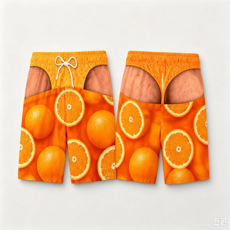 Funny Hot Fruit Pattern 3D Print Beach Party Swim Trunks For Men Fake-butt Pattern Personality Breathable Board Shorts