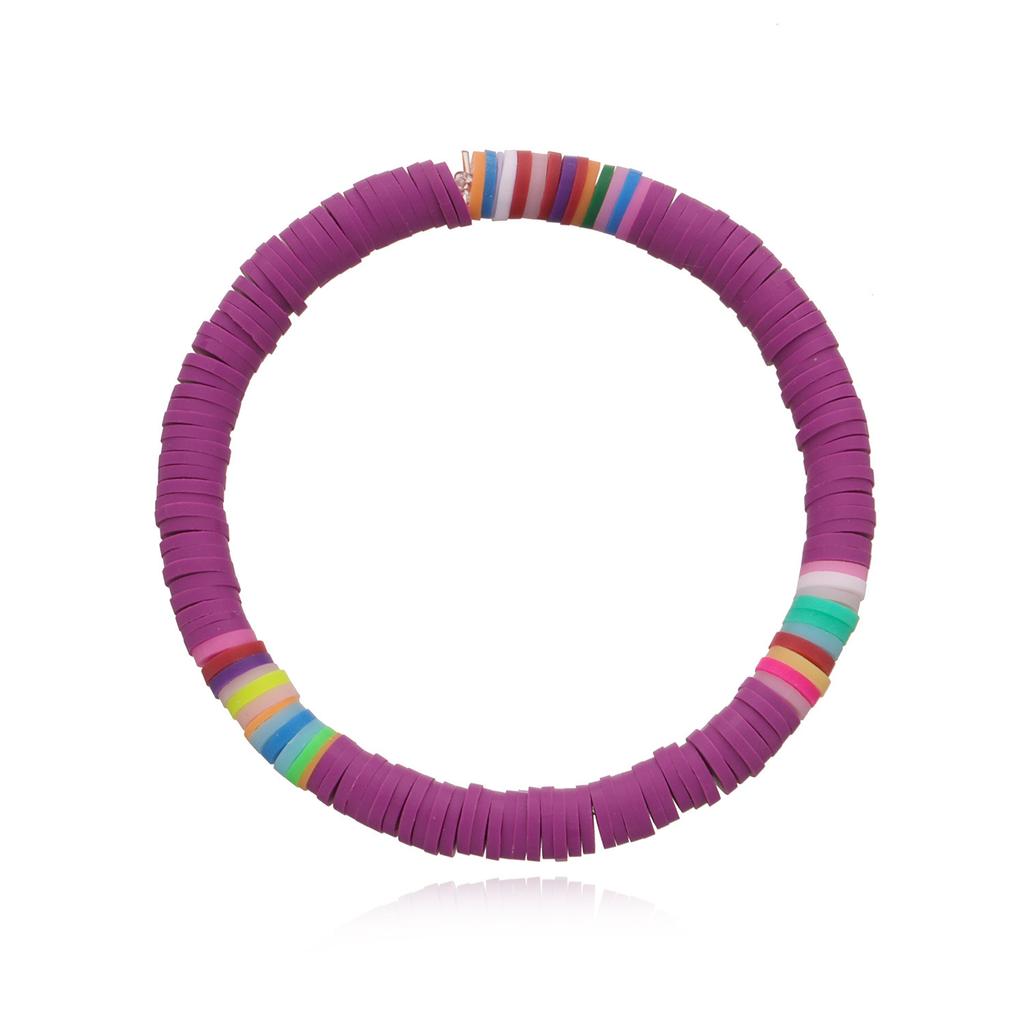 Color Soft Pottery 6mm Beach Bracelet Women's, Bohemian Elastic Rope Bracelet Jewelry