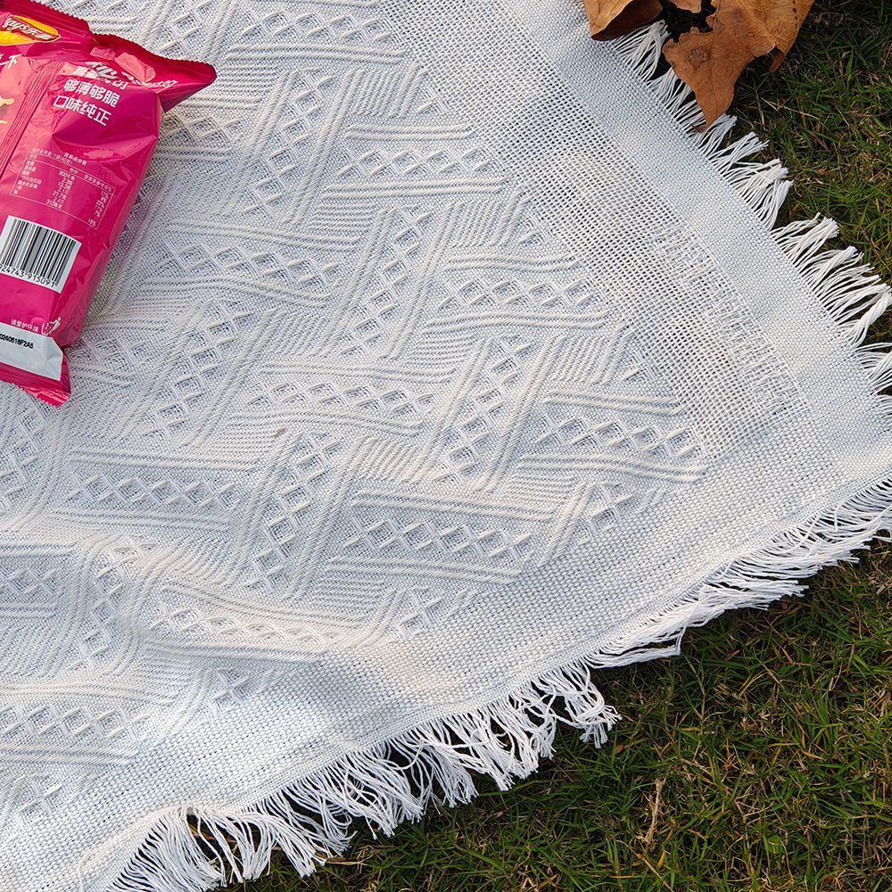 White Outdoor Picnic & Beach Blanket: Moisture-Proof Ground Mat for Camping, Seaside, and Photography