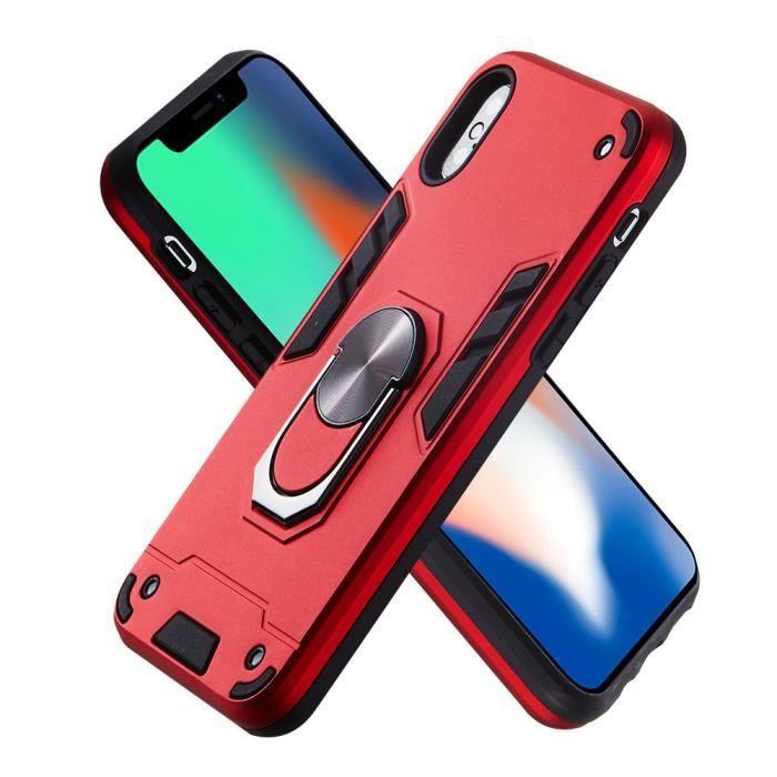 Coque - iPhone - iPhone X / XS - Rouge - 360° Stand - Antichoc