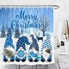 Christmas Gnomes Shower Curtain Set,Cute Winter Xmas Holiday Tree Buffalo Check Plaid Shower Curtains For Bathroom Decor,Hooks