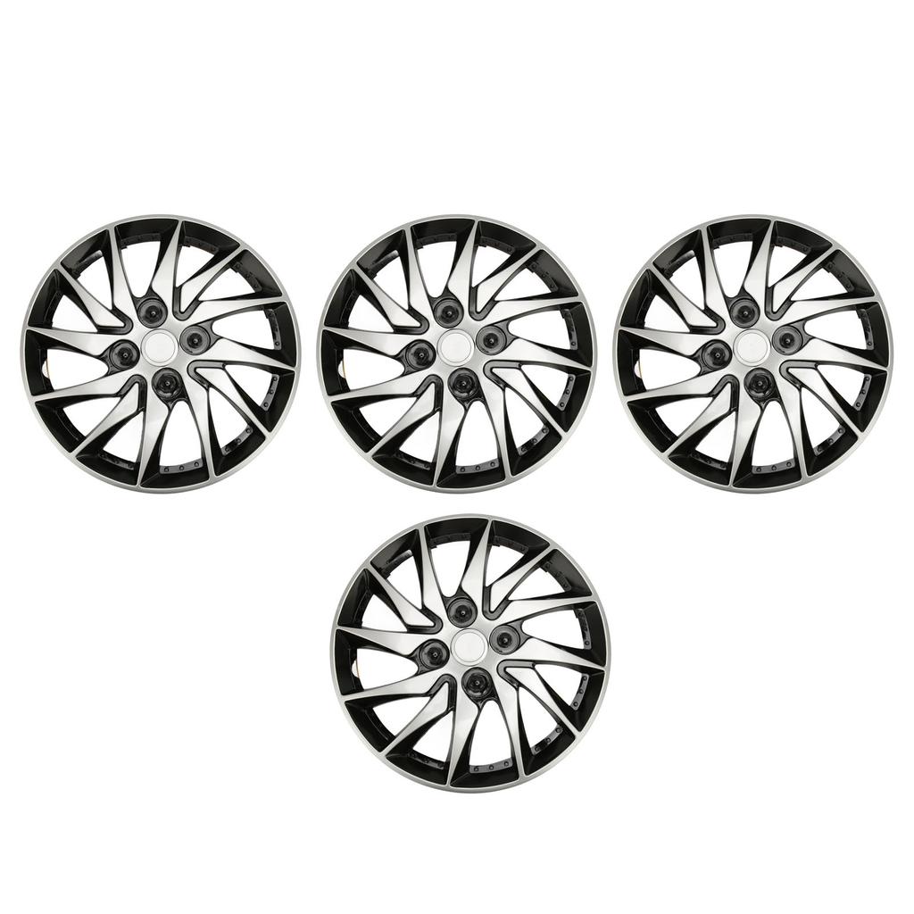 4Pcs Wheels Rim Cover Silver Black High Protection Stylish Sturdy 14 Inch Hubcap Wheel Covers for
