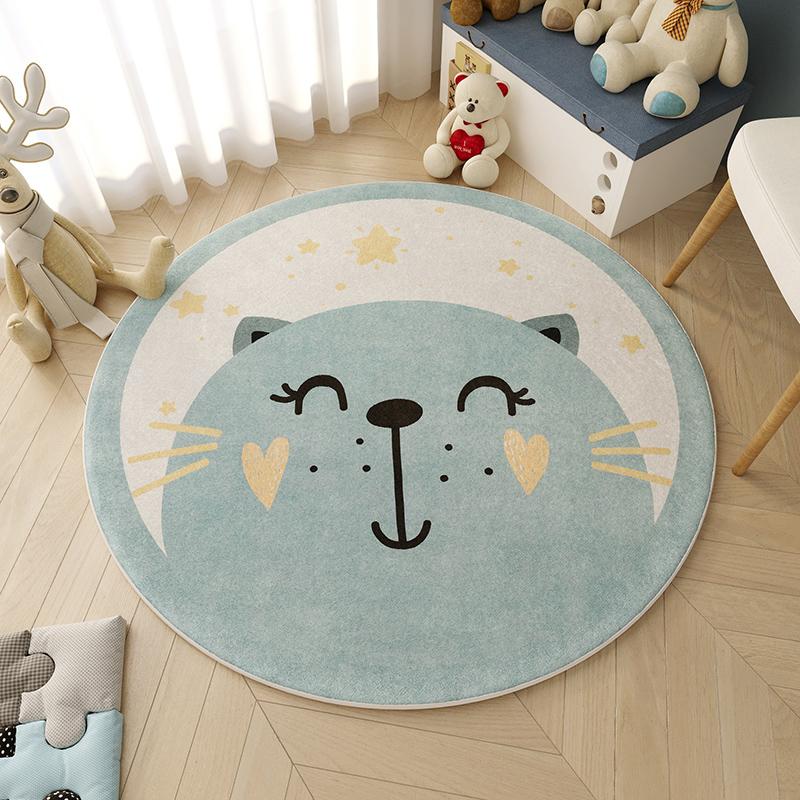 Cartoon Cute Animal Round Carpet Children Room Bedroom Bedside Fluffy Soft Carpets  New Thickened Soft Sofa Anti Slip Rug