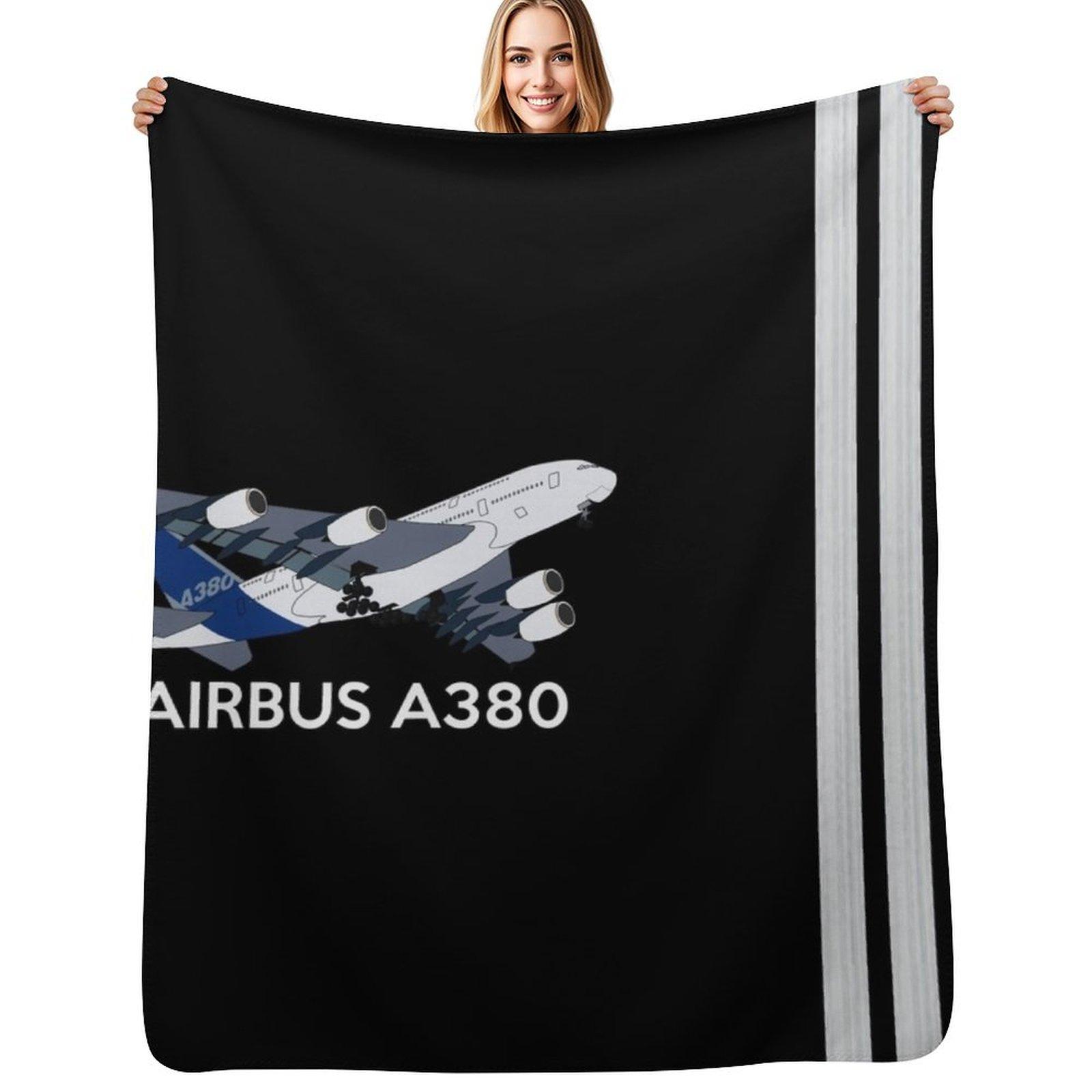 A380 Stripes Throw Blanket Air Conditioner Soft Blanket for Office Home Size: 75*100cm, Weight: 230 GSM