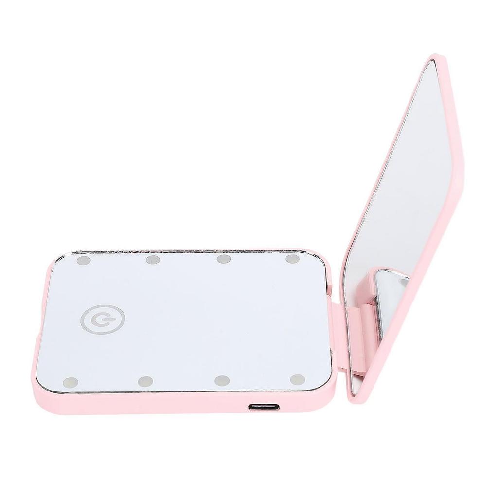 Compact LED Travel Makeup Mirror 2 Sided Magnification Rechargable Portable Handheld Small Lighted Cosmetic Mirror Pink
