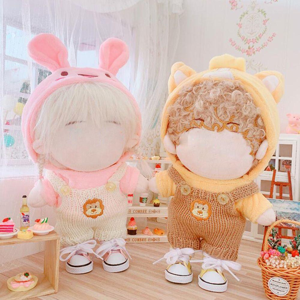 Toy Accessories Cartoon Animal Pattern Plush Suspender Pants Knited Hat Doll Clothes Mini Overalls