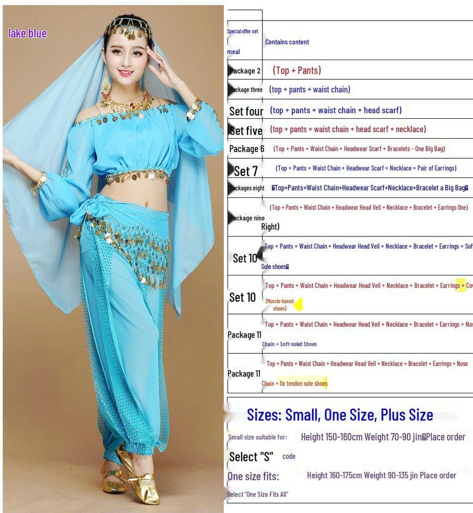Indian Ethnic Belly Dance Set - Long Sleeve Autumn/Winter Pants for Stage Performance